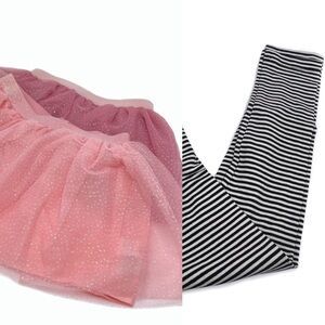 Girl’s Pink Tutu (Pair of Two) Size 4 and Pair of Striped Leggings